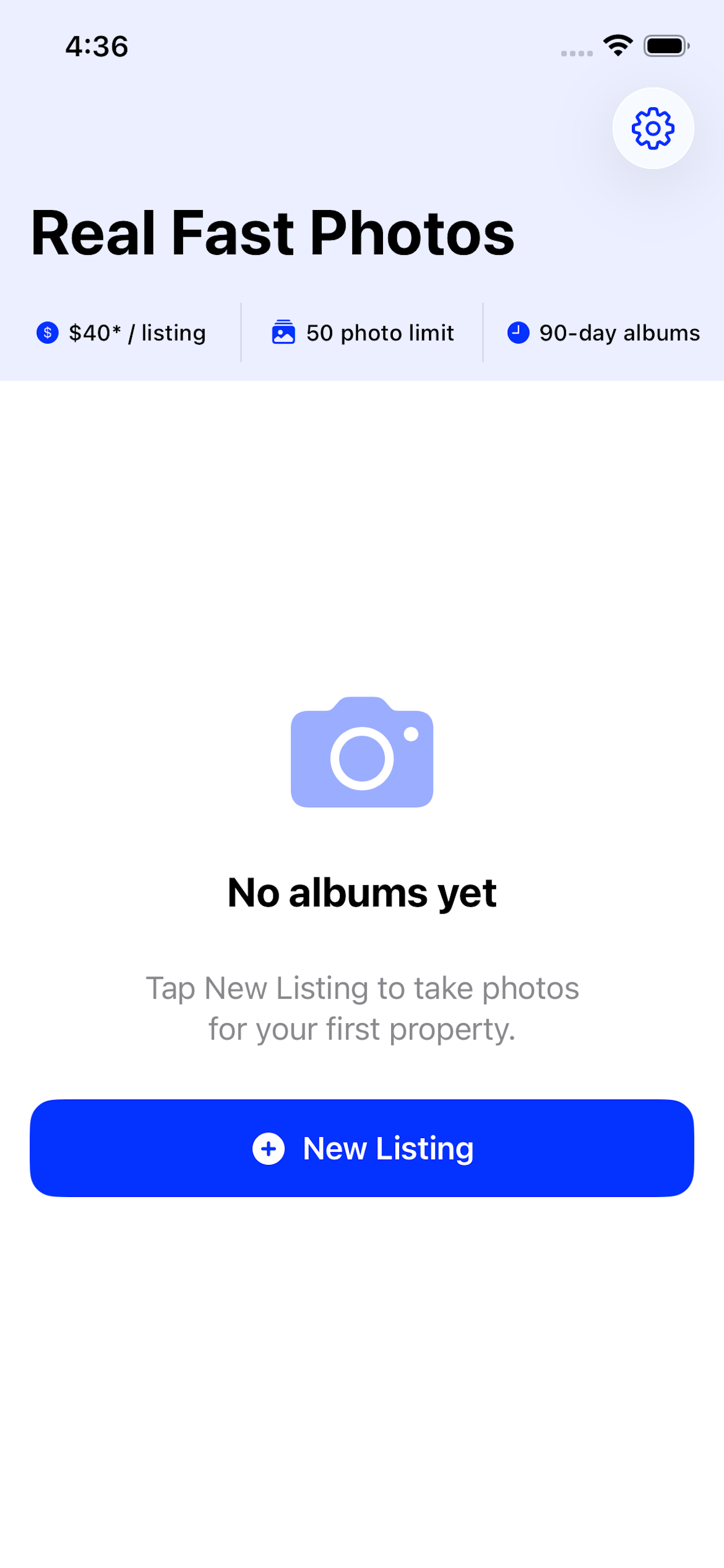 Albums home screen